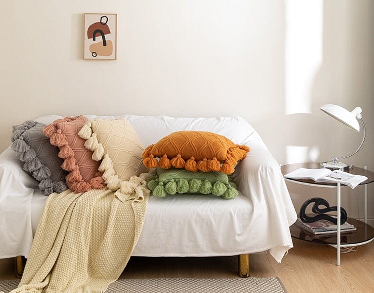 Knit Tassel Pillow Cover