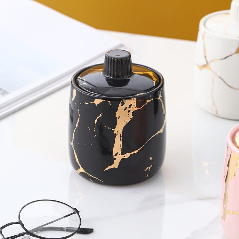 Marble Cotton Swab Storage