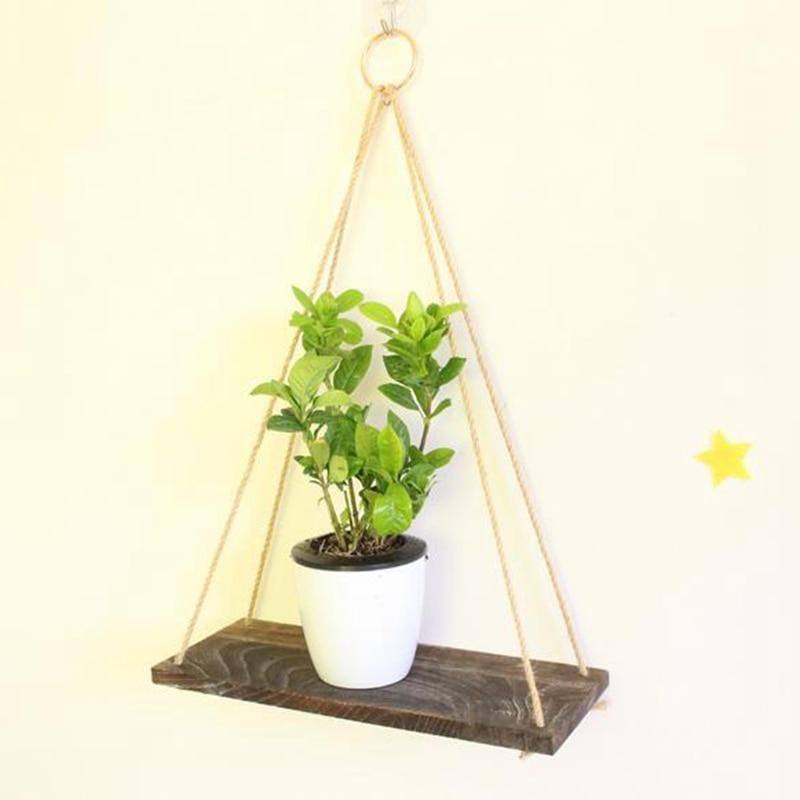 rope hanging shelves for plants Rustic Wooden Shelf – Still Serenity