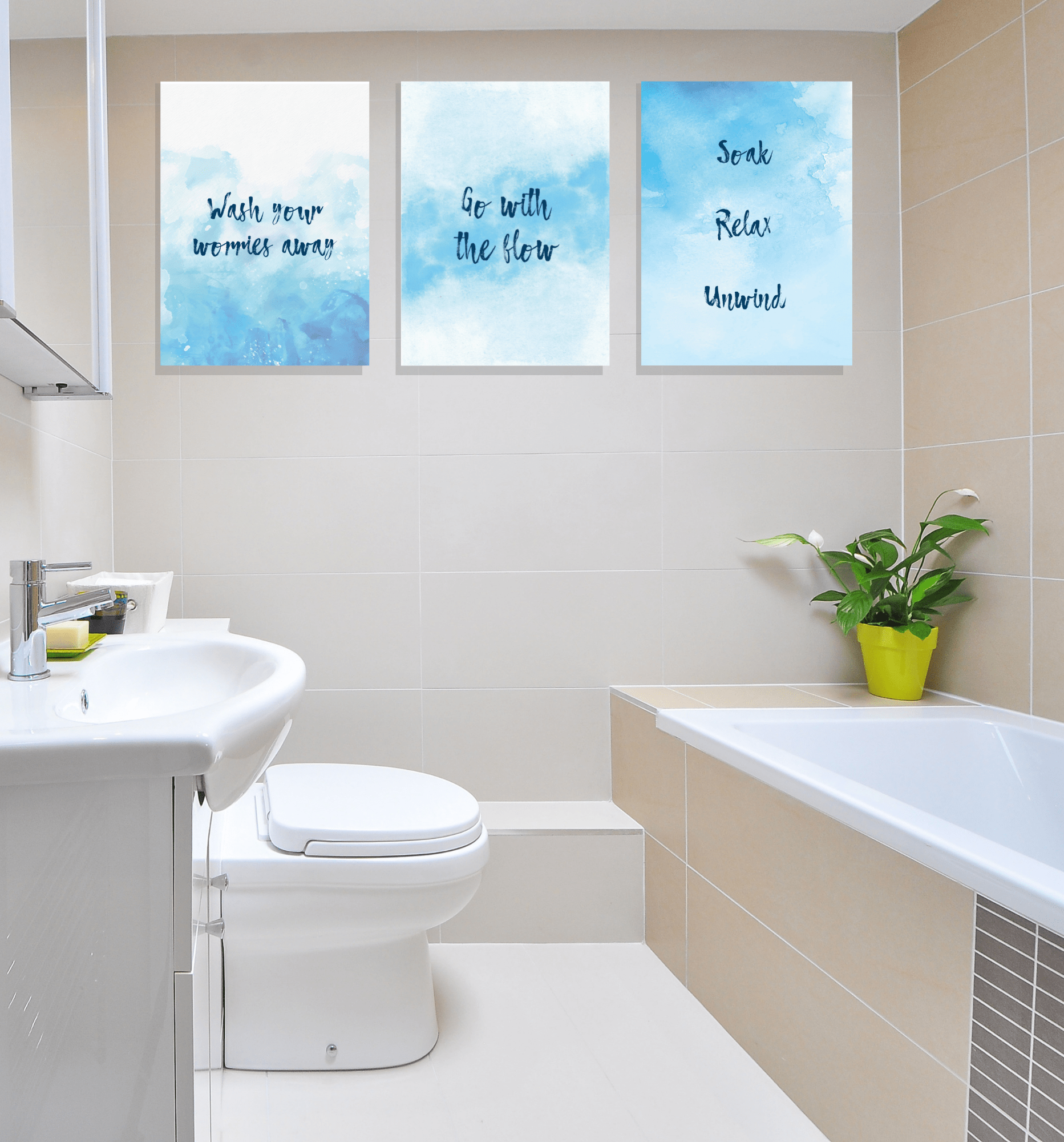Watercolour Bathroom Canvas