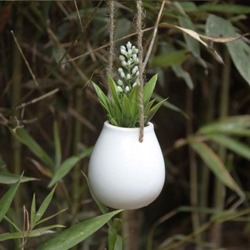 small white hanging planter Mini Hanging Planter