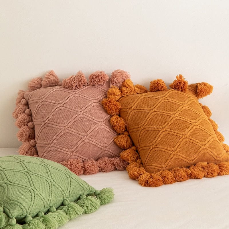 Knit Tassel Pillow Cover