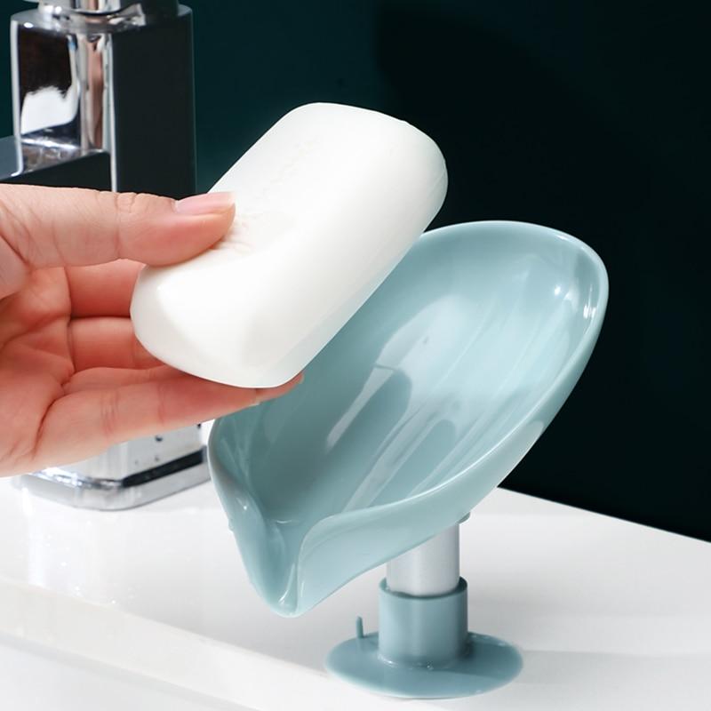 Bathroom Shower Soap Holder Wall Leaf Shape Suction Soap Dish