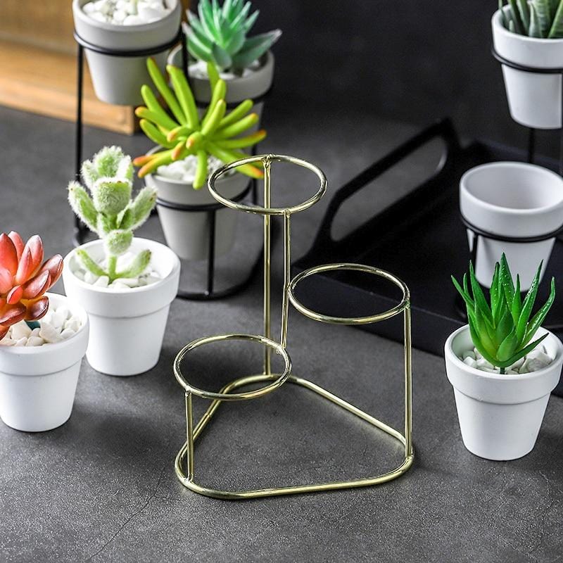 succulent plant stand Mini Trio Plant Stand Nordic Flower Succulent Pot With Metal Decor Baskets Pots Window Boxes