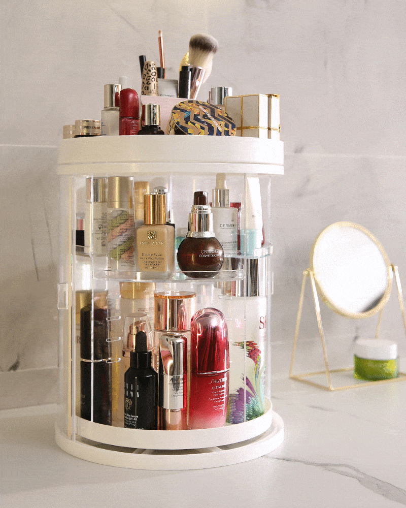 Rotating Enclosed Cosmetics Storage
