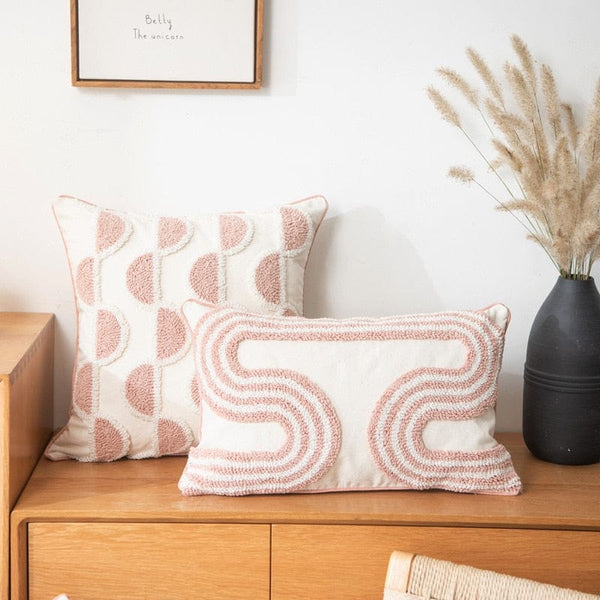 Blush best sale sofa pillows
