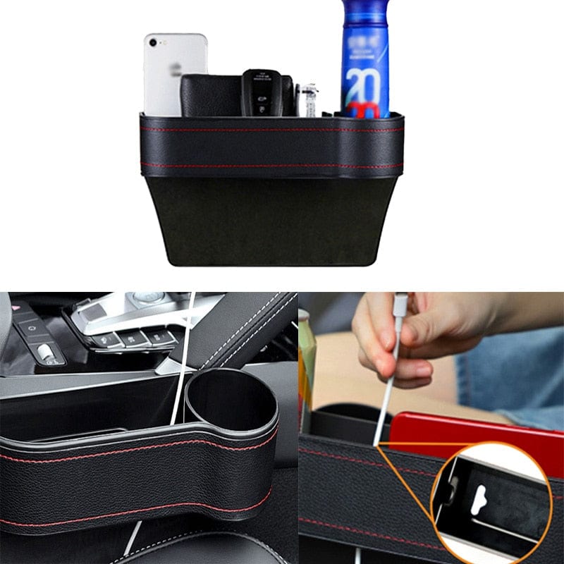 Car Seat Side Organizer Cup Holder for Cars Leather Auto Seat Gap