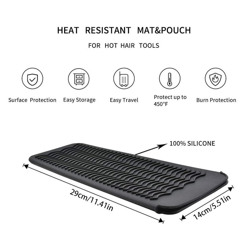 Heat Resistant Silicone Mat Pouch: Styling Tools Heat Mat for Hair  Straighteners, Curling Irons, and Flat Irons - Green 