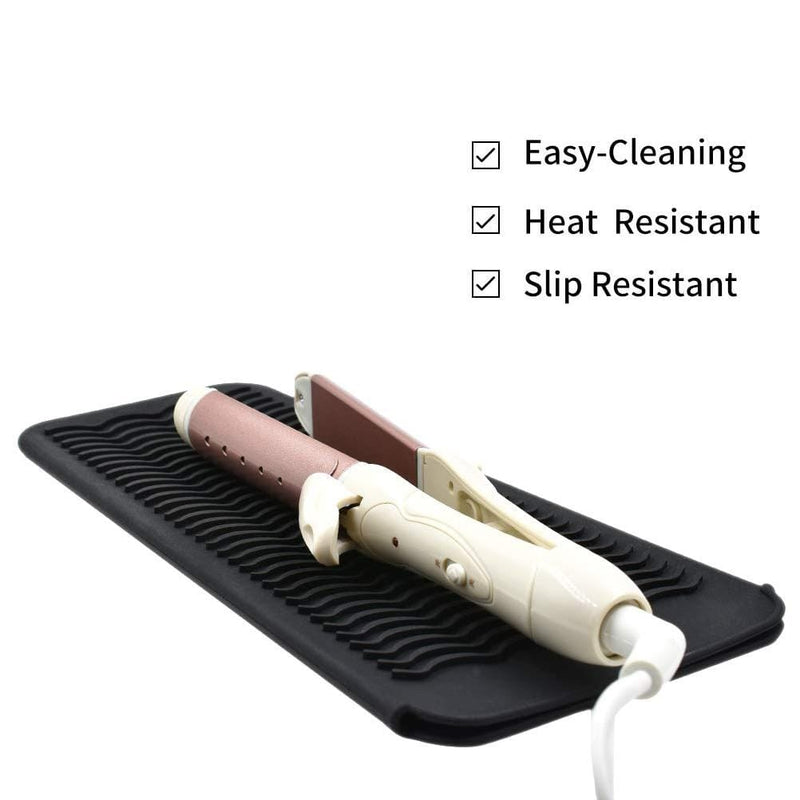 2 Pack Heat Mat For Hair Straighteners, Curling Iron, Flat Iron - Silicone Heat  Resistant Mat Thick And Heat Proof, Portable Roll-up Storage Bag For H