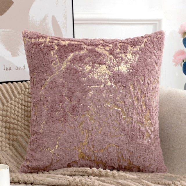 Golden Plush Pillow Cover