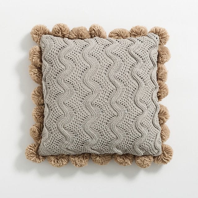 Pompom Knit Pillow Cover
